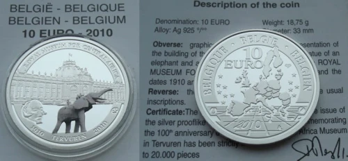 10 € Belgia 100 lat Muzeum Afryki Centralnej w Tervuren 2010
