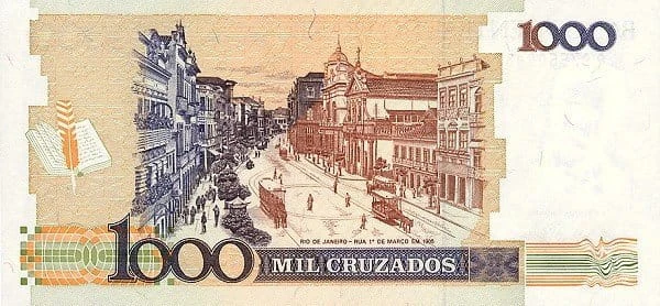 Brazylia 1000 cruzados Rio de Janeiro 1987+ P-213b