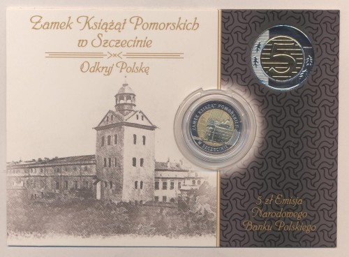 5 zł Zamek Książąt Pomorskich w Szczecinie  2016 nr 6 + blister