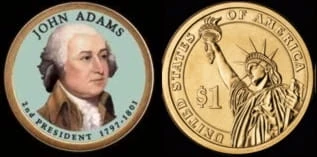 USA 1 $ John Adams 2007 nr 2  KOLOR x1