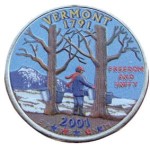 USA 25 c Vermont P lub D 2001 KOLOR