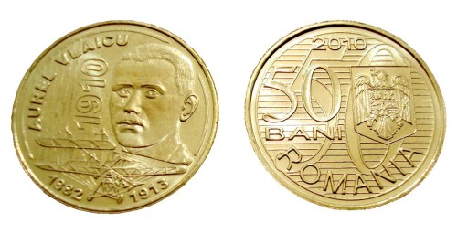 Rumunia 50 bani 100 r. pierwszego lotu samolotem 2010