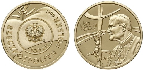100 zł Jan Paweł II - Papież Pielgrzym 1999