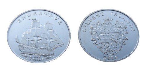 Wyspy Gilberta 1 $ Żaglowiec Endeavour 2014