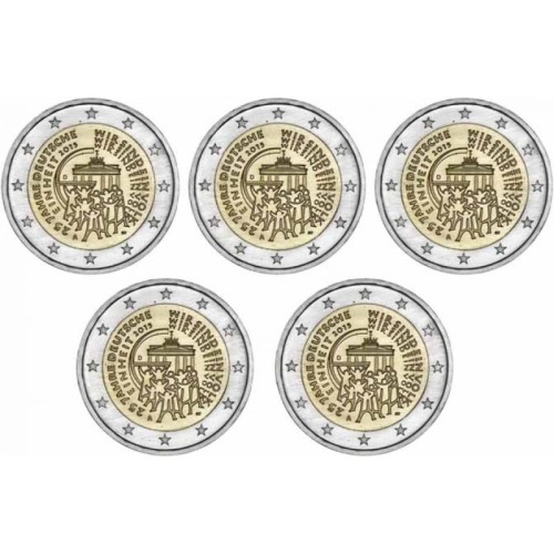 2 € Niemcy x5 25 lat Zjednoczenia 2015 ADFGJ