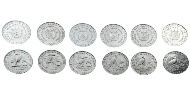 Zestaw menniczy Burundi - ptaki x 6 2014