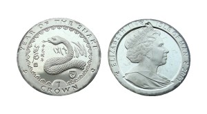 Wyspa Man 1 crown Kalendarz chiński - Rok węża 2001