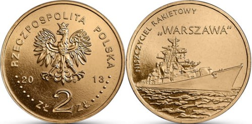 2 zł Polskie okręty: Niszczyciel rakietowy Warszawa 2013