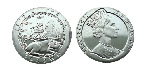 Wyspa Man 1 crown Kalendarz chiński - Rok wołu 1997