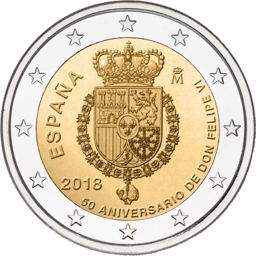 2 euro Hiszpania 50 urodziny filipa VI 2018