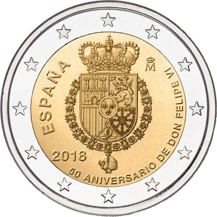 2 euro Hiszpania 50 urodziny filipa VI 2018