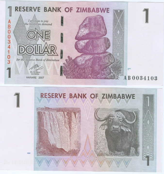 Zimbabwe 1 dolar Bawół 2007 P-65