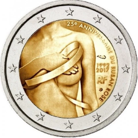 2 euro Francja Różowa wstążka 2017
