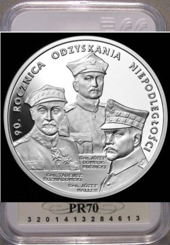 20 zł 90. rocznica odzyskania niepodległości 2008 PR70