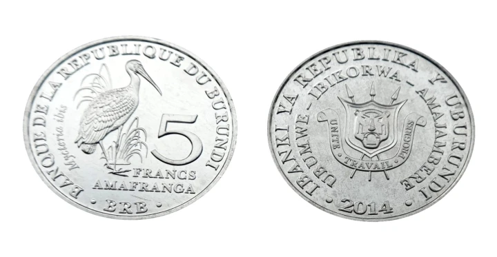 Burundi 5 franków Dławigad afrykański 2014