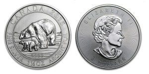 Kanada 8$  Niedźwiedzie polarne 1 i 1/4 OZ Ag.999 2015