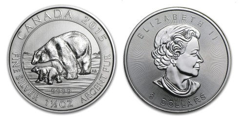 Kanada 8$  Niedźwiedzie polarne 1 i 1/4 OZ Ag.999 2015