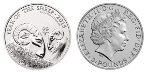 Wielka Brytania 2 funty Rok Owcy 1 OZ Ag.999 2015