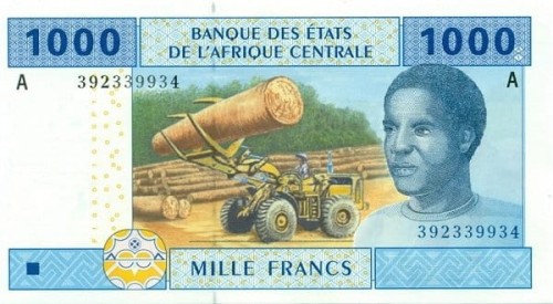 Gabon 1000 franków Traktor 2002 P-407A