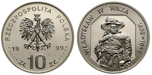 10 zł Władysław IV Waza półpostać 1999