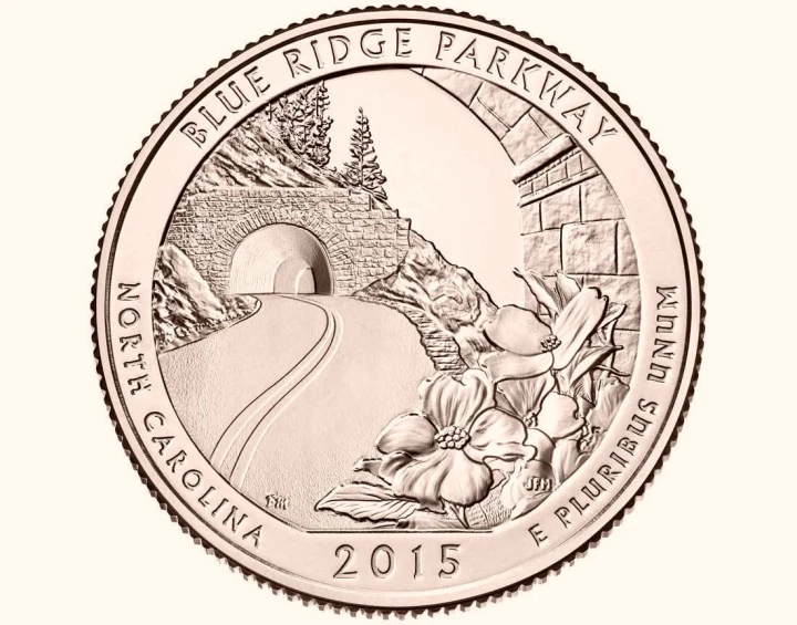 USA 25 c Park narodowy Blue Ridge 2015 nr 28 24k Au