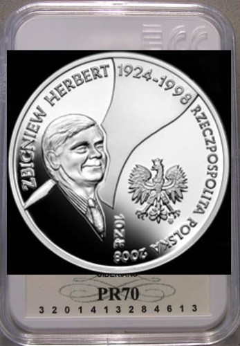 10 zł Zbigniew Herbert (1924 - 1998) 2008 PR 70