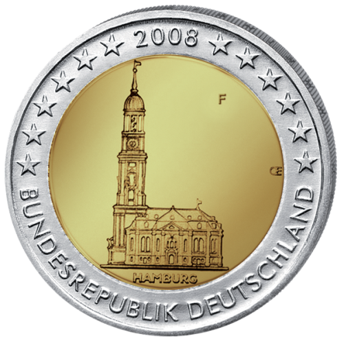 2 euro Niemcy x5 Hamburg - Kościół św. Michała 2008 ADFJG