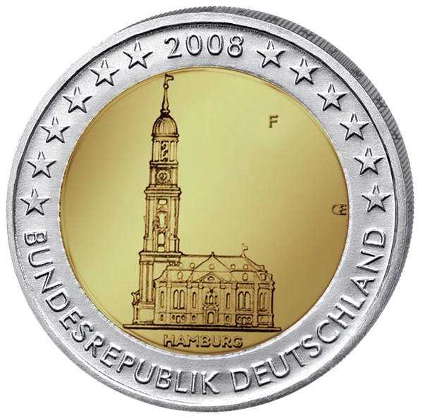 2 euro Niemcy x5 Hamburg - Kościół św. Michała 2008 ADFJG