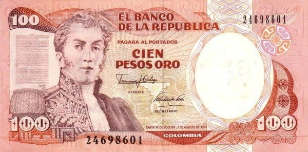 Kolumbia 100 peso Willa 1991 P-426 A