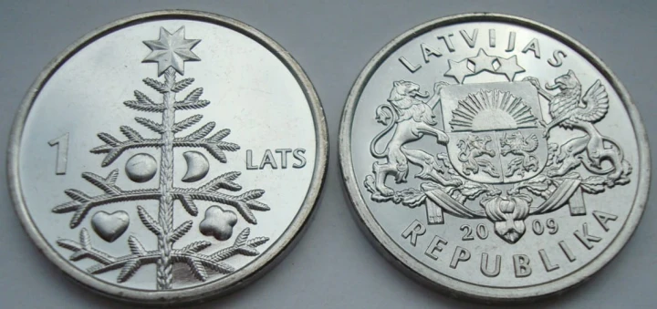 Łotwa 1 łat Choinka Bożonarodzeniowa 2009