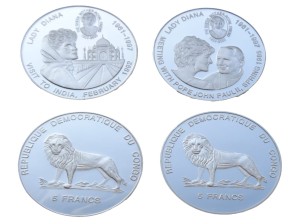 Kongo 2 x 5fr Lady Diana + Jan Paweł II 2000