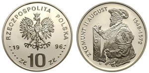 10 zł Zygmunt II August półpostać 1996