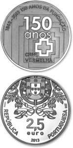 2,5 € Portugalia 150 lat Czerwonego Krzyża 2013