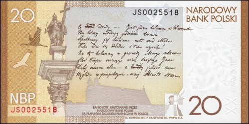 20 zł 200. rocz. urodzin Juliusza Słowackiego 2009 P-180