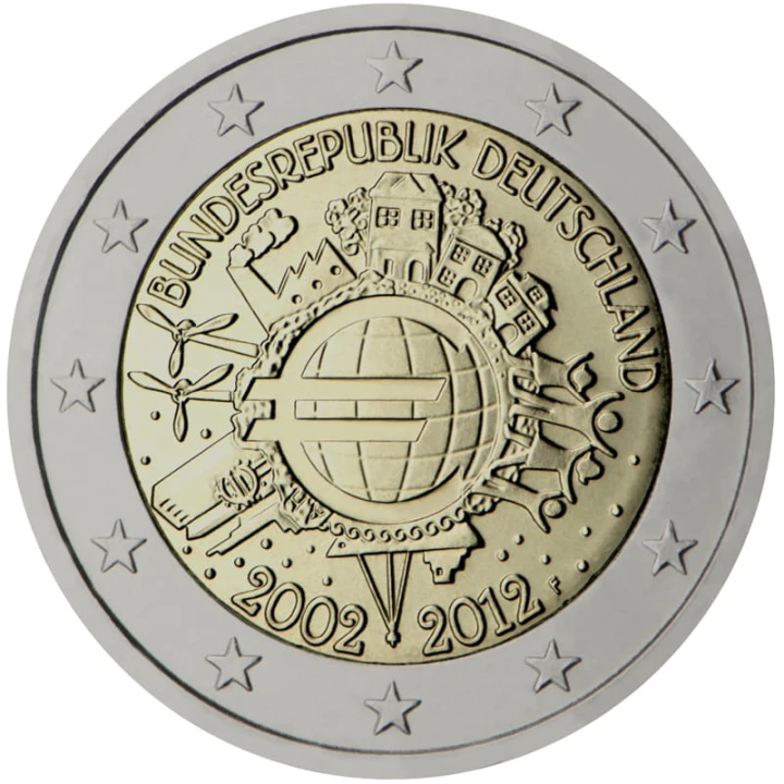 2 euro Niemcy 10 lat euro w obiegu 2012