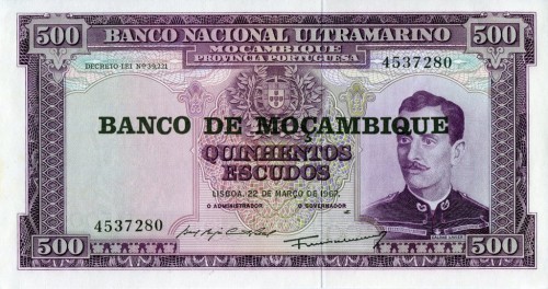Mozambik 500 escudos Caldas 1976 P-118