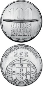 2,5 € Portugalia Okręt podwodny Espadarte 2013