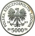 5000 zł Władysław II Jagiełło popiersie 1989