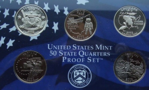 USA Proof set 5 x 25c Stany 2002 "S"