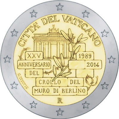 2 euro Watykan Mur Berliński 2014
