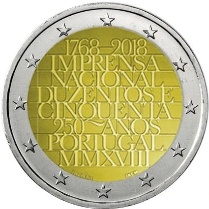2 euro Portugalia 250 lat Narodowej Drukarni 2018