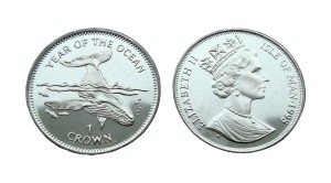 Wyspa Man 1 crown Rok oceanu - humbak długopłetwiec 1998