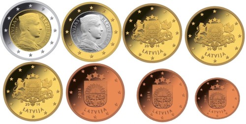 Euro set Łotwa zestaw menniczy x 8 2014