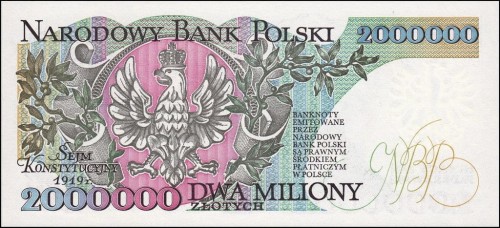 III RP 2000000 zł Ignacy Paderewski 1992 P-158b B