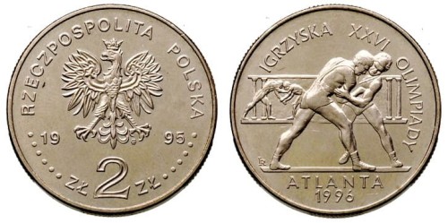 2 zł Igrzyska XXVI Olimpiady - Atlanta 1995 Zapaśnicy