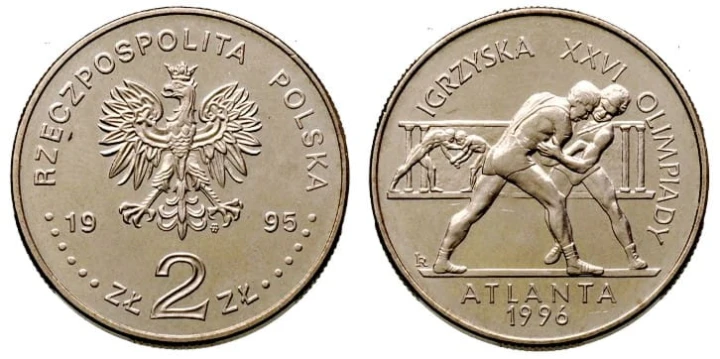 2 zł Igrzyska XXVI Olimpiady - Atlanta 1995 Zapaśnicy