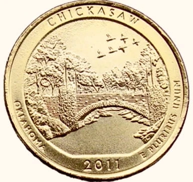 USA 25 c Park Narodowy Chickasaw 2011 nr10 24K Au