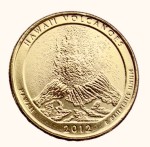 USA 25 c Park narodowy Wulkany Hawajskie 2012 nr 14 24K Au