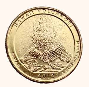 USA 25 c Park narodowy Wulkany Hawajskie 2012 nr 14 24K Au