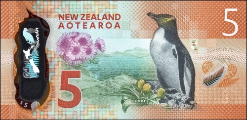 Nowa Zelandia 5 $ Pingwin żółtooki 2015 P-191a